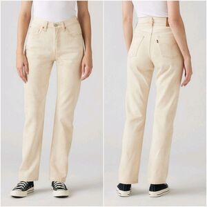 ☔️🩵NWT Levi's 501 Cream High Rise Button Fly Straight Jeans Size 4